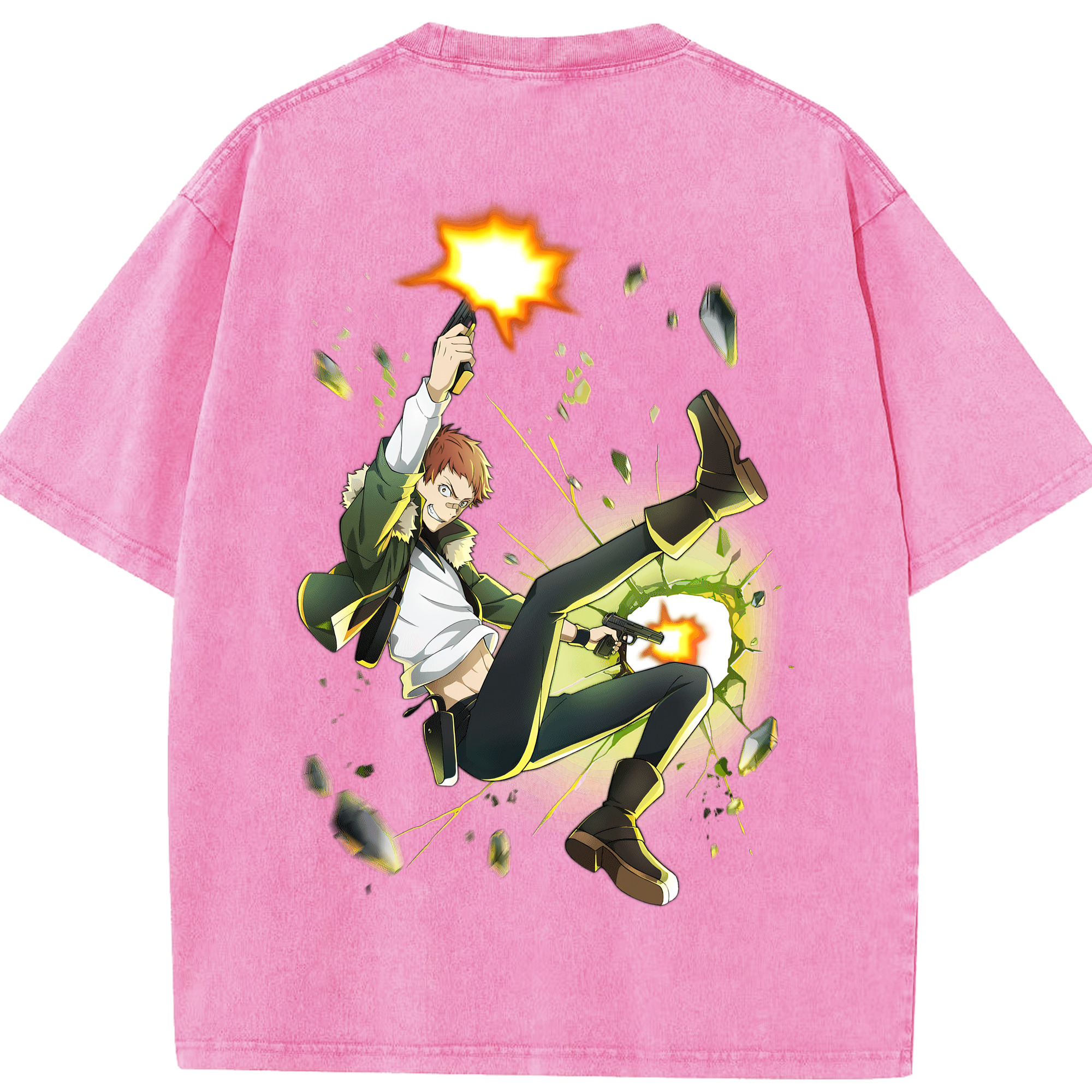 （画像用） 文豪ストレイドッグス Bungo Stray Dogs 綿100% ヴィンテージ風 半袖Tシャツ（背面プリント）